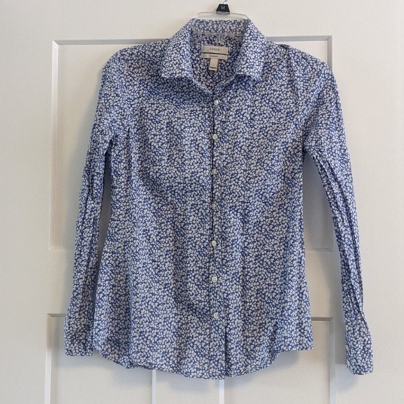 J. Crew Perfect Shirt in Blue Floral - Picture 1 of 2